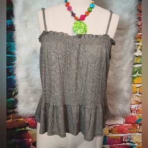 Amadi Silver Gray Shimmery Adjustable Strap Tank Top Size XS New With Tags